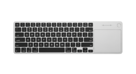 White keyboard with a trackpad, technology for work and home isolated PNG with Transparent Background