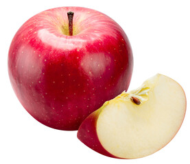 Red Fuji Apple isolated on white background, Fresh Red Japanese Apple on white background, PNG file.