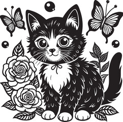 Cute Baby Cat Coloring Page
