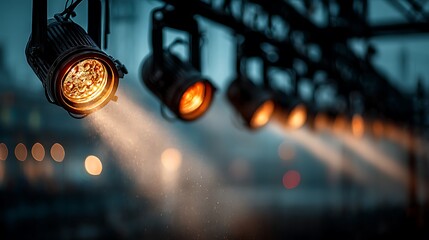 Warm orange lights highlighting performance area high resolution picture