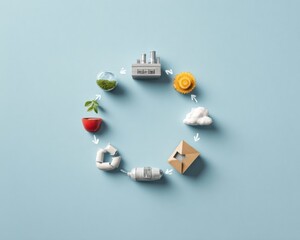 Modern Sustainable Circular Economy Concept with Recycling Icons and Manufacturing Cycle Premium Eco-Friendly Content for Corporate Marketing and Social Impact
