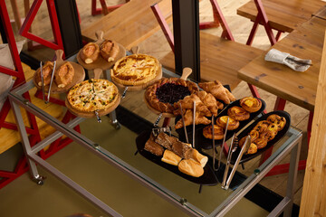Delightful display of freshly baked pastries at a cozy bakery