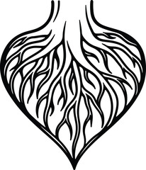 Vector Roots in heart shape simple silhouette Illustrator