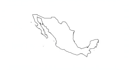 Outline map of mexico on a white background