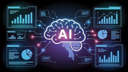 Explore cutting-edge AI technology with this brain-inspired design showcasing data analysis and digital transformation insights for innovative solutions