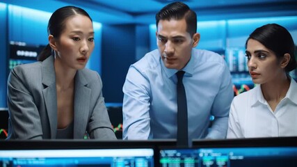 Diverse team analyzes market data in a trading room - Powered by Adobe