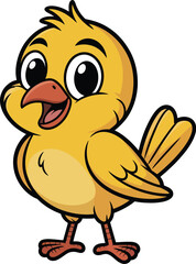 Adorable cartoon yellow chick with big eyes and a cheerful expression