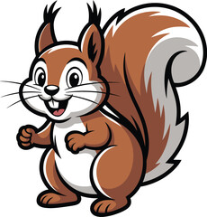 Cartoon squirrel character with a fluffy tail and endearing facial expression