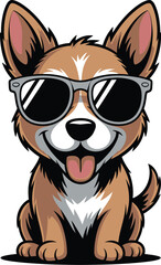 Cool cartoon corgi puppy wearing stylish sunglasses a happy and playful friend