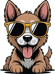 Cool corgi puppy wearing yellow sunglasses a playful digital illustration