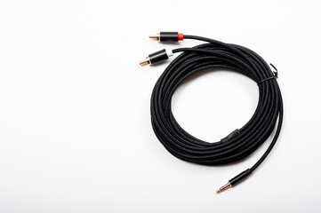 Long black RCA 3.5 to 2RCA splitter jack cable.