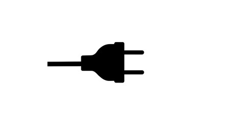 Black silhouette of an electric plug isolated on transparent background, representing energy, connection, and the convenience of modern technology