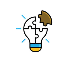 Problem solving icon. Management. Idea symbol lamp like a puzzle. manager, success. mixed design style.