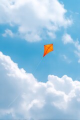 Kite caught in breeze high above, Sunshine and blue sky