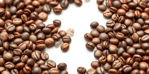 Fototapeta premium Close-up of coffee beans arranged in a geometric pattern, brown, illumination