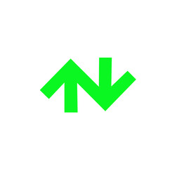 green up and down arrows icon on white background	