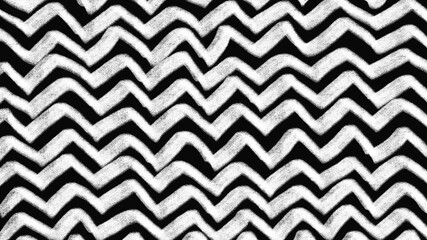 Hand-drawn black and white zigzag chevron pattern. Bold monochrome zigzag texture, featuring hand-sketched chevron waves on a black background, is ideal for prints, packaging.