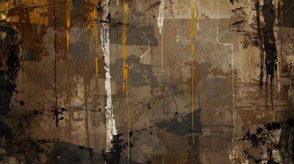Grunge Abstract Background with Earthy Brown and White Streaks