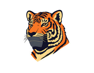 Royal Bengal tiger wearing an oxygen mask, wildlife conservation concept, endangered species awareness illustration