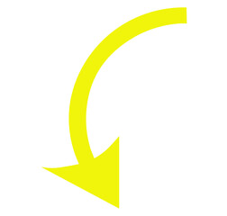 yellow curved down arrow icon on white background