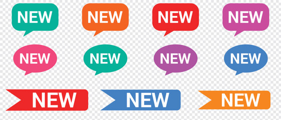 NEW Sticker Set Material New Release New Product New Arrival Campaign Fair Decoration Decoration Sticker Stamp Pop Stylish Simple Speech Bubble Set of new arrival tag icon. Sale sticker, price sticker