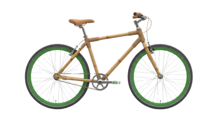 Bamboo bicycle with green tires isolated PNG with Transparent Background
