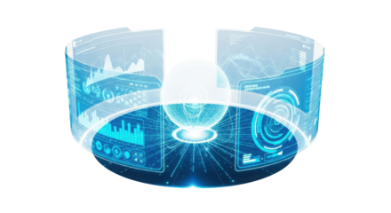 Futuristic interactive hologram interface concept isolated PNG with Transparent Background