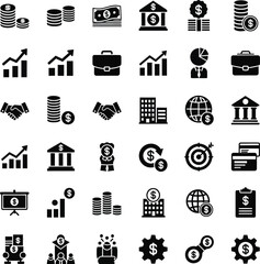 Collection of financial and business icons for presentations and websites