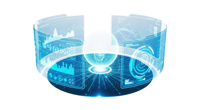 Futuristic interactive hologram interface concept isolated PNG with Transparent Background