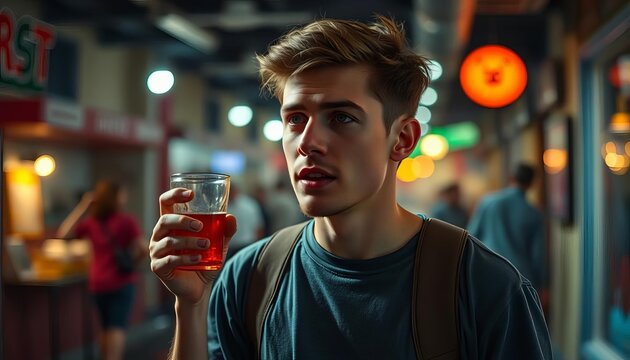 A young adult, unsteady gait, slurred speech, intoxicated,  young,   accident