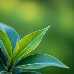 Obraz premium Green leaves on a plant branch