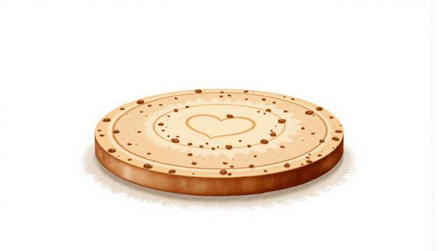 Cork drink coaster with heart design on white background  