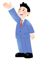 スーツ姿のビジネスマン イラスト 案内する人物