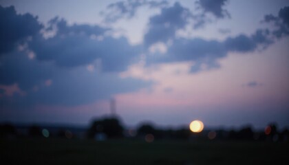 Sunset over Field Serene Landscape Photography