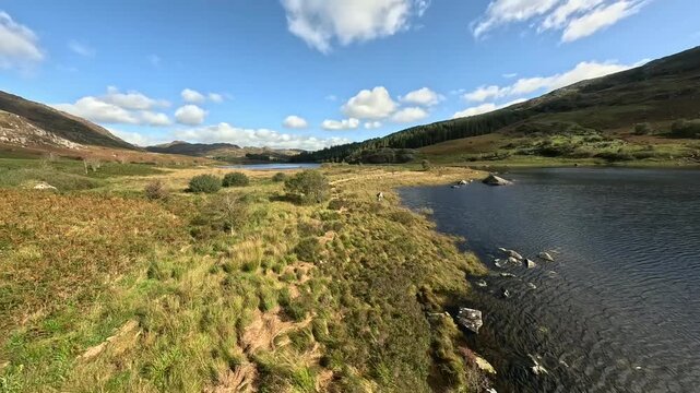 Low Flight Over Capel Curig Village and Lake, Wales