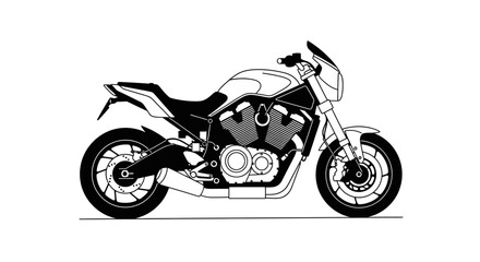 Obraz premium Sleek Motorcycle Illustration: A Classic Design with Bold Lines and Dynamic Stance