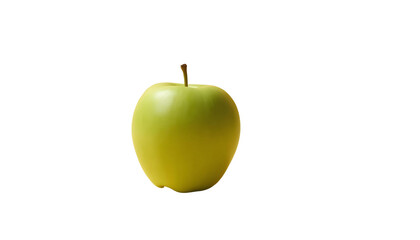 Green Apple with Stem Still Life Against Transparent Background