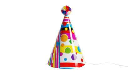 Colorful birthday party hat isolated PNG with Transparent Background