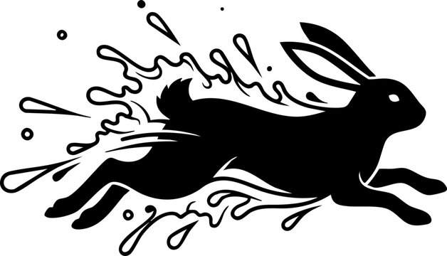 Dynamic Running Rabbit Silhouette
