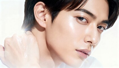 ツヤのある肌と横顔が美しい男性