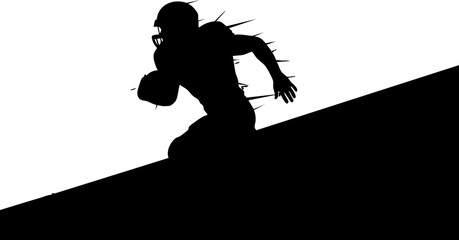 Dynamic football player in silhouette sprinting with the ball, capturing intense athletic motion and competitive drive for sports marketing © Vectors Studio