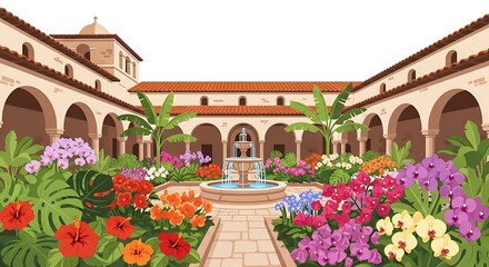 Obraz premium Courtyard Garden Oasis.
