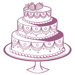 Elegant three tier cake with strawberries