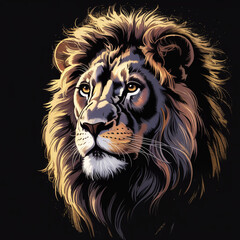 Majestic Lion Portrait with Golden Mane king animal