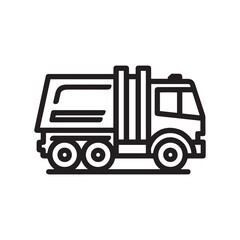 Fototapeta premium Black and White Line Art of a Garbage Truck Icon