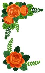 Orange Roses and Green Leaves Decorative Corner Elements