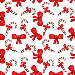 Seamless pattern with red bow