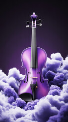 Purple Violin Emerging from Purple Clouds viola musical instrument