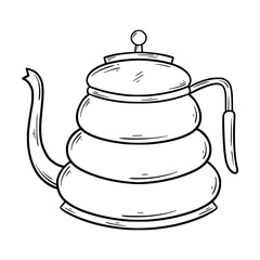 Hand Drawn Modern Gooseneck Kettle for Pour Over Coffee Line Art Sketch