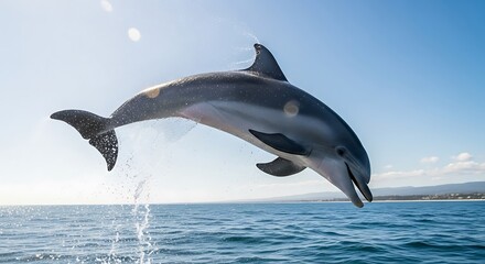 Dolphin leaping at sea. (1)